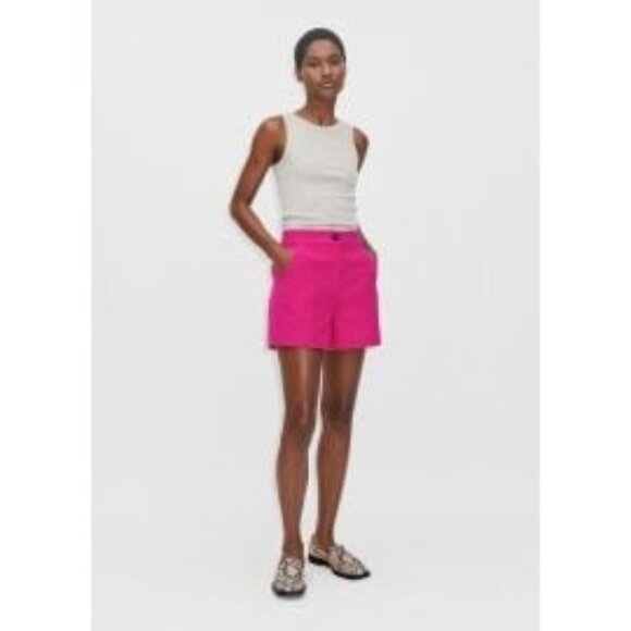 ME+EM Tweed High Rise 4” TailoredShorts Bright Rose-sz 8